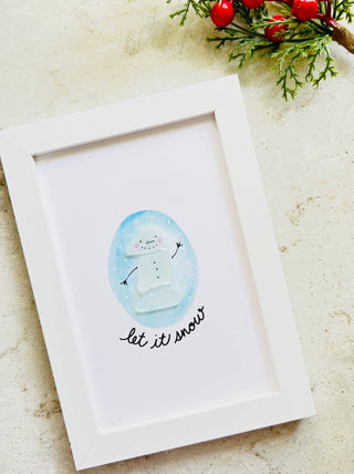 Sook & Hook - Let it Snow Snowman Sea Glass Art