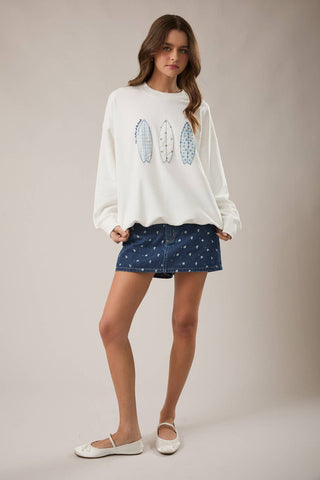 Coastal Surfboard Graphic Sweatshirt