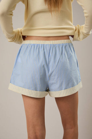 Blue Stripe Drawstring Shorts