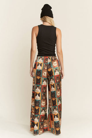 Cat Week Collage Wide Leg Pants