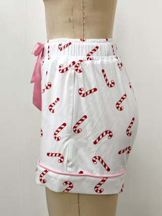 Candy Cane Holiday Christmas Pajama Shorts