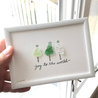 Sook & Hook - Christmas Trees Sea Glass Art: Joy to the World