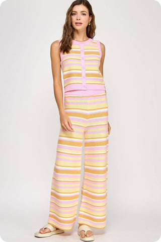 Palm Springs Retro Stripe Knit Tank – Pink Multi