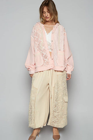 Pol Lace Balloon Sleeves Knit Jacket