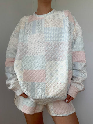 Patchwork Quilted Crewneck Sweatshirt – Pastel | Sunkissed Coconut