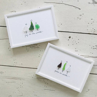 Sook & Hook - Christmas Trees Sea Glass Art: Joy to the World