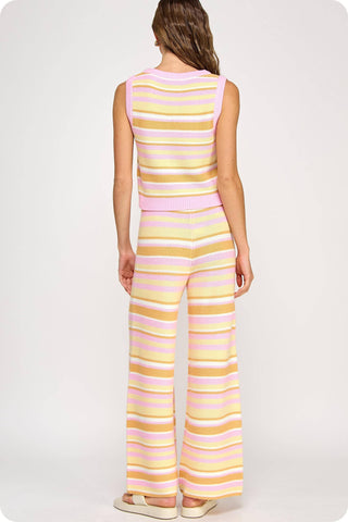 Palm Springs Retro Stripe Knit Tank – Pink Multi
