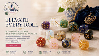 The Southern Peacock - Natural Semi-Precious Gemstone Mahjong Dice – Set of 2: Tigers Eye
