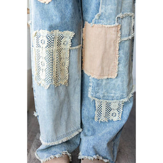 Oli And Hali Patchwork Frayed Hem Denim Jeans