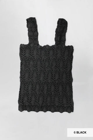 Vintage Washed Lace Textured Square Neck Tank