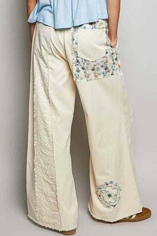 Floral Patchwork Wide-Leg Pants