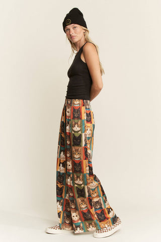 Cat Week Collage Wide Leg Pants