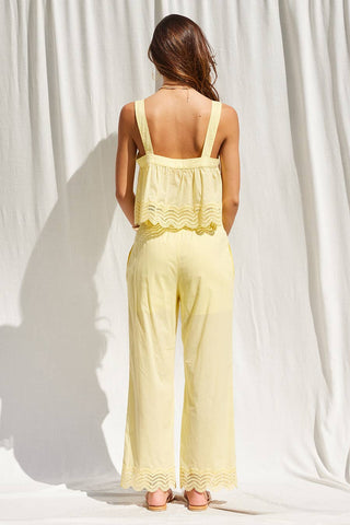 Sunlit Lace Trim Tie-Front Tank