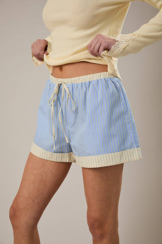 Blue Stripe Drawstring Shorts