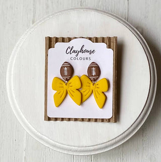 Clayhouse Colours - Game Day Football Earrings   : Yellow