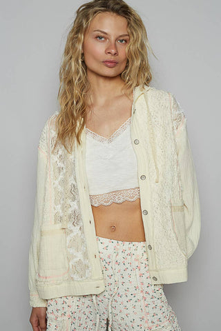Pol Lace Balloon Sleeves Knit Jacket
