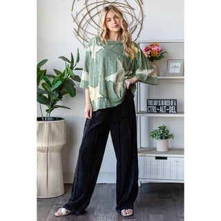 Oli And Hali Star Patchwork Washed Top