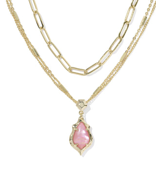 Adriana Scallop Frame Gold Multi Strand Necklace