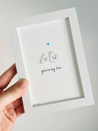 You’re My Boo Sea Glass Art – Framed Ghost Couple Halloween Décor