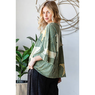 Oli And Hali Star Patchwork Washed Top