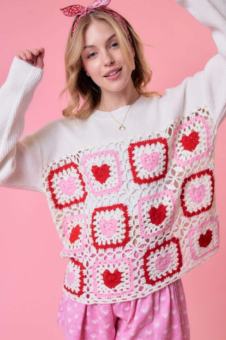 Heart Crochet Valentine Sweater