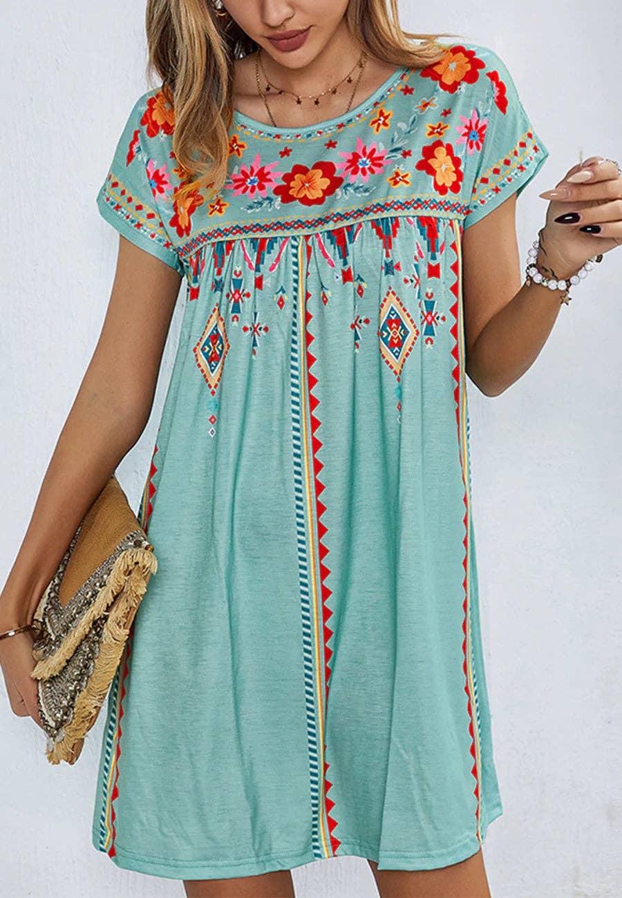 Multicolor Floral Boho Print Dress Best You Boutique LLC Multicolor Floral Boho Print Dress Best You Boutique LLC