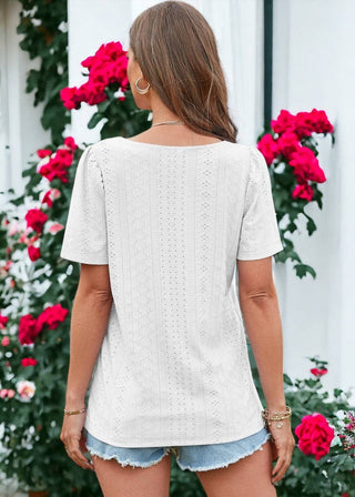 Square Neck Eyelet Top