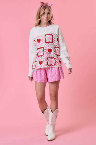 Heart Crochet Valentine Sweater