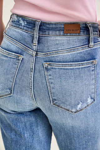Judy Blue HW Destroy Crop Wide Leg Jeans – Light Wash
