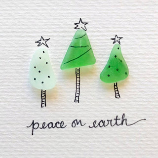 Sook & Hook - Christmas Trees Sea Glass Art: Joy to the World