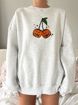Pumpkin Cherries Embroidered Crewneck Sweatshirt – Sunkissed Coconut