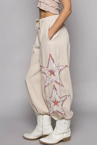 Pol Crochet Star Patch Joggers