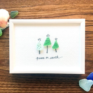 Sook & Hook - Christmas Trees Sea Glass Art: Joy to the World