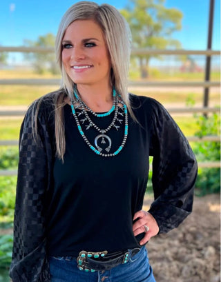 Sterling Kreek Friday Night Check Long Sleeve Top