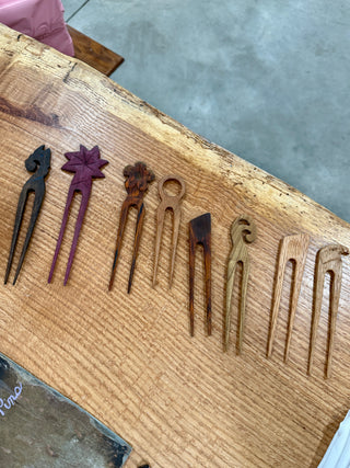 Handmade Wooden Hair Picks — Artisan Hair Accessories