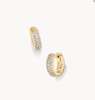 Kendra Scott Mikki Pave Gold Huggie Earrings