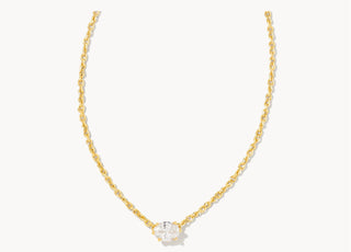 Cailin Crystal Pendant Gold Metal White Cz Necklace