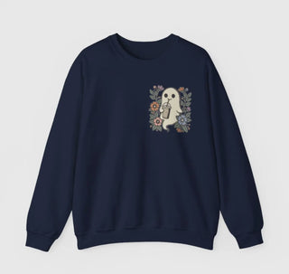 Flower Ghost Iced Coffee Sweatshirt – Cozy Fall Graphic Pullover