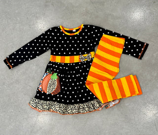 Polka Dot Leopard Pumpkin Patch Two Piece Set