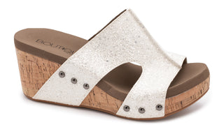 Corky's Oasis White Glitter Wedge