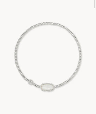 Kendra Scott Grayson Silver Stretch Bracelet in Ivory Mother-of-Pearl