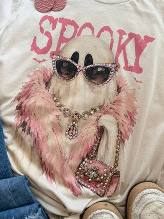 Spooky Glam Rhinestone Ghost Graphic Tee