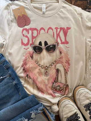 Spooky Glam Rhinestone Ghost Graphic Tee