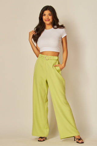 Love Poem Pearl Belted Wide Leg Pants