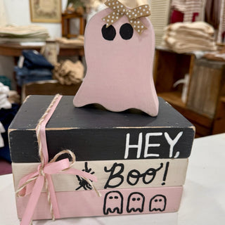 Hey Boo Ghost Block Set – Handmade Halloween Shelf Décor