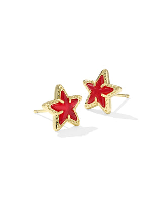 Kendra Scott Cassidy Gold Red Illusion Star Stud Earrings