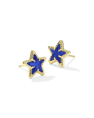 Kendra Scott Cassidy Gold Blue Cobalt Illusion Star Stud Earrings