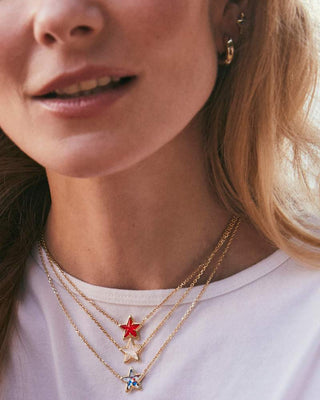 Kendra Scott Cassidy Gold Red Illusion Star Pendant Necklace