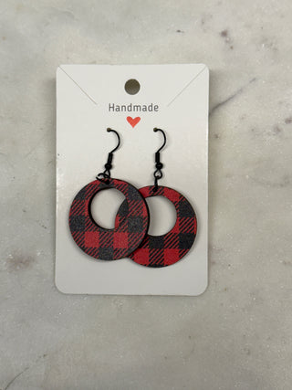 Gingham Dangle Red Earrings