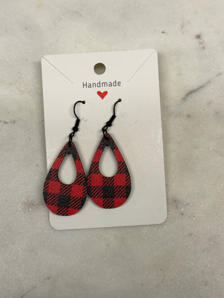 Gingham Dangle Red Earrings